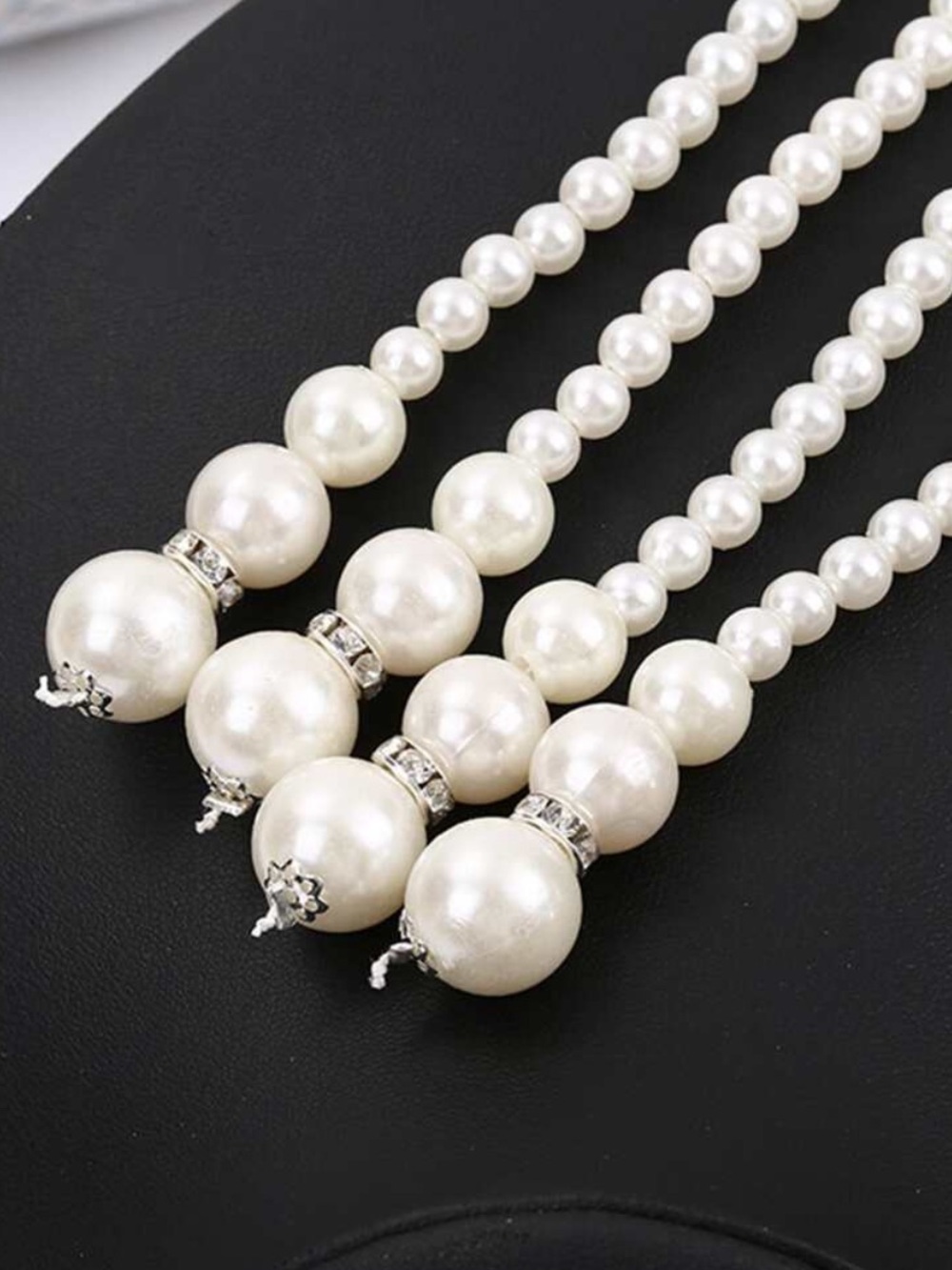 Vintage Pearl Lariat Necklace Multi Strand Long Pearl Tassel Necklace - Picture 5 of 6
